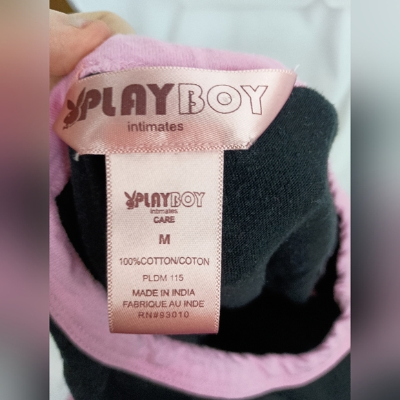 PLAYBOY Rare Y2K Cotton Half Sleeve Tee in Pink and Black (#61) - Picture 2 of 4